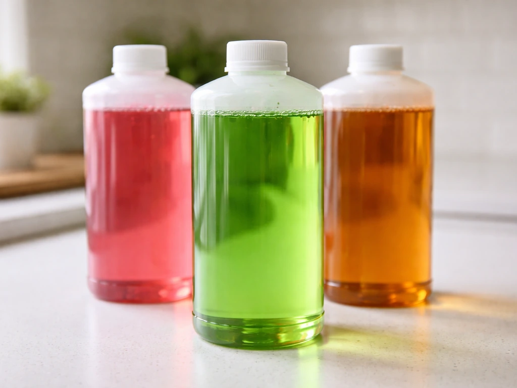 Three neatly arranged hydroponic nutrient bottles on a clean counter, with the center bottle as FloraGro.
